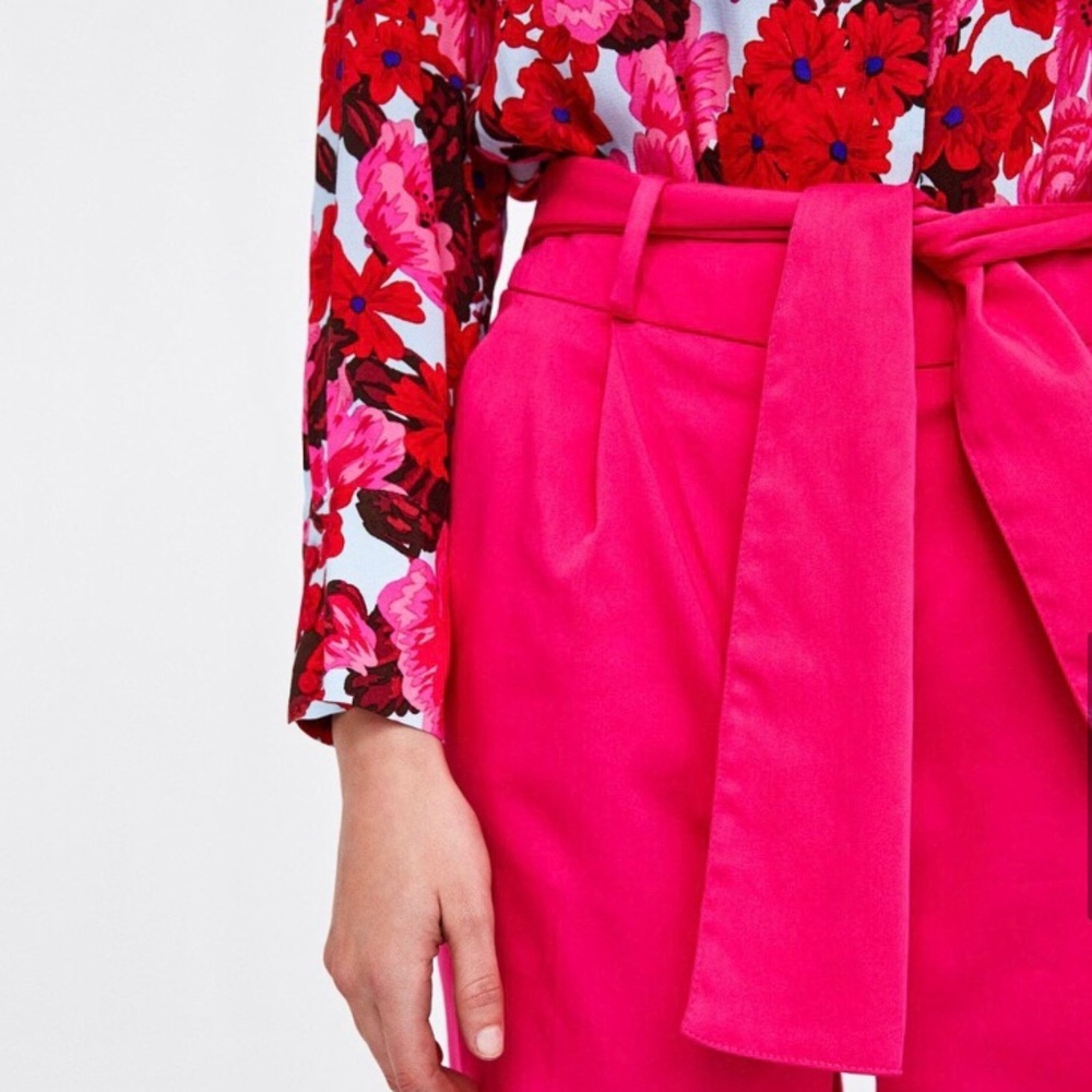 🌟 SOLD🌟 ZARA Straight Leg Hot Pink Trouser - Picture 6 of 8